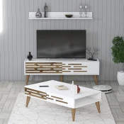 Hanah Home Set nameštaja za dnevnu sobu Valensiya 140, 3 komada, Beli