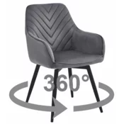 Ljubki dom Vrtljiv jedilni stol NANA360 VELVET, temno siv