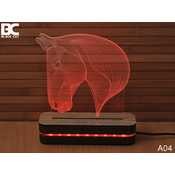 Black Cut 3D Lampa Glava konja, Crvena