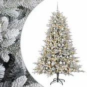Vidaxl Umetna božična jelka z bučko 210 cm 300 LED Toplo bela