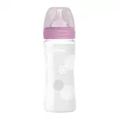 Chicco WB staklena flašica 240ml, silikon, roze ( A048495 )