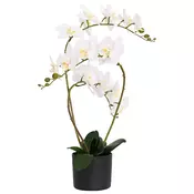 vidaXL Umetna orhideja s saksijo Bela 45 x 15 x 65 cm
