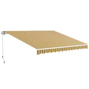 OUTSUNNY Sončna tenda 3.5x2.5 m z zložljivim krakom, zunanja sončna tenda z ročico iz aluminija in poliesterskega blaga, za vrata in okna, 280 g/m2, UV30+, rumena