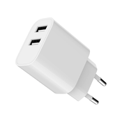 Bela USB-A polnilna naprava s 2.4A, 2 priključka