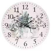 Autronic Stenska ura Wall clock - diameter 58 cm, MDF, mix of flowers and plants (HA1744)