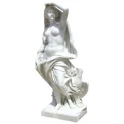 Casa Padrino Art Nouveau Garden Decoration Marble Sculpture Woman with Eagle Gray H. 180 cm