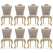 Casa Padrino luxury baroque dining chair set of 8 gray/gold - Magnificent baroque style kitchen chairs - Baroque dining room furniture - Luxury furniture baroque style
