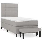 Vidaxl Box spring postelja z vzmetnico svetlo siva 90x200 cm blago