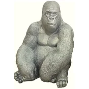 Casa Padrino luxury decorative sculpture gorilla monkey silver H. 75 cm - Weatherproof garden decoration figure - Decorative animal figure - Luxury Garden decoration