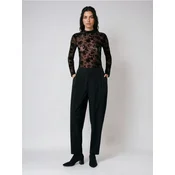 Sinsay - Materijalne pantalone sa faltama - crno