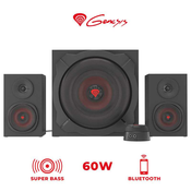 GENESIS Gaming stereo 2.1 zvučniki HELIUM 610BT, Bluetooth + 3.5mm, vrhunski bas i zvuk, drveno kućište, 60W RMS