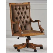 Casa Padrino luxury baroque Chesterfield desk chair brown - Height adjustable baroque style office chair with fine faux leather - Baroque office furniture - Luxury quality - Made in Italy
