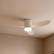 Lucande LED stropni ventilator Kayu, bel, DC, tih, O 132 cm - Dnevna soba/jedilnica - Sodobni - Plastika