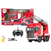slomart LEAN TOYS Gasilni avto z dvižno košaro, RC, pršilo, luči