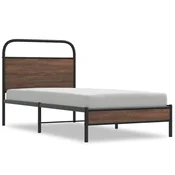 Vidaxl Posteljni okvir brez vzmetnice 100x190 cm rjav hrast inž. les