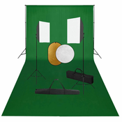 vidaXL Foto studijski komplet s softboxi, ozadjem in odbojnikom