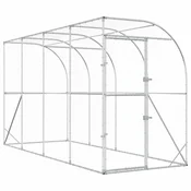 vidaXL Kokošja kletka ob steni Srebrna 600 x 150 x 215 cm