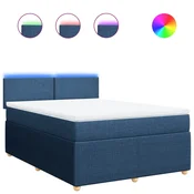 Vidaxl Box spring postelja z vzmetnico modra 160x200 cm blago