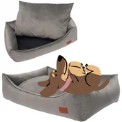 Pasja postelja SOFA za špica španjela 90x70x20 cm udobna SIVA