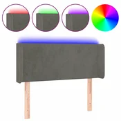 Vidaxl LED posteljno vzglavje temno sivo 93x16x78/88 cm žamet