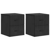 vidaXL Stenski nočni omarici s predalom 2 pcs Črna 34,5 x 33 x 40 cm
