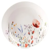 shumee Velik globok krožnik za večerjo in juho, porcelanasto cvetje, mak 600 ml