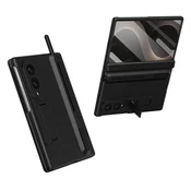GS Ovitek za Samsung Galaxy Z Fold 8, s stojalom, pisalom in steklom za zunanji zaslon, črn