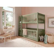Drveni dječji krevet na kat Konrad - olive - 200x90 cm - Madrac PE pjena 8 cm-spužvasti madrac