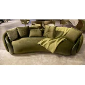 Casa Padrino luxury sofa green/dark green 260 x 85 x H. 75 cm - Curved living room sofa - Hotel sofa - Living room furniture - Hotel furniture - Luxury furniture - Luxury furnishings