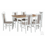 Komplet za jedilnico Miza Modena 1P bela/artisan + 6 stolov Bos 14 bela 27B