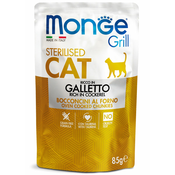 MONGE Sos za sterilisane macke sa mesom petlica u želeu Grill grain free 85g