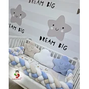 Bubamara037 Set za krevetac sa ogradicom od pletenica, sa lastišom, Belo-Krem