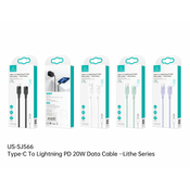 USAMS Lithe USB-C/Lightning Fast Charge kabel, Bel, 1,2m