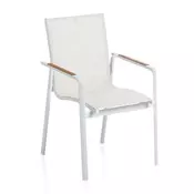 Kettler KETTLER DIAMOND aluminijska stolica s tikovim naslonima, bijela/krem