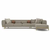 Casa Padrino Luxury Corner Sofa Gray/Brass 390 cm - Living Room & Hotel Furniture