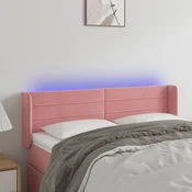 Greatstore LED posteljno vzglavje roza 147x16x78/88 cm žamet