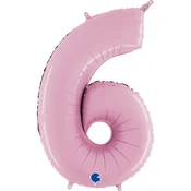 shumee Grabo folija balon številka 6, pastelno roza, 66 cm