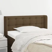 Vidaxl Vzglavje z ušesi temno rjavo 93x16x78/88 cm blago