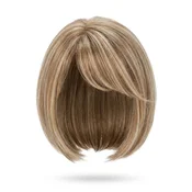 Sintetična lasulja paž s frufrujem, ombre blond, 30 cm, stopničasto strižena, naraven videz, mat zaključek, nastavljiv obseg 54,6-57,1 cm, odporna na vročino do 80°C, udobna za vsakodnevno nošenje