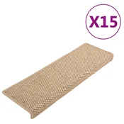 Vidaxl Samolepilne preproge za stopnice sisal 15 kosov 65x21x4 peščene
