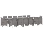 Vrtni set za objed 15 pcs Svijetlo sive, taupe Polt ratan