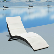 vidaXL Sklopiva ležaljka za suncanje s jastukom od poliratana crna