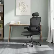 Songmics Pisarna stol 64x715x116-135 cm Črna
