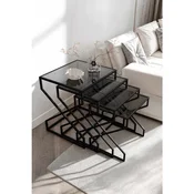 Hanah Home Ela set od 4 umetnuta stocica, crni ram, ploce od dimljenog stakla