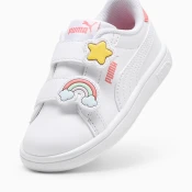 PUMA Smash 3.0 Badges Toddlers Sneakers, White/Passionfruit