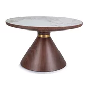 Klubska mizica Detroit 657 Temen les, Beli marmor, 43cm, Keramika, Okrogla