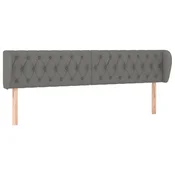 Vidaxl Vzglavje z ušesi temno sivo 183x23x78/88 cm blago