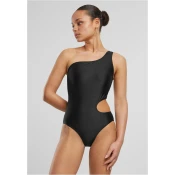 Womens Asymmetrical Cut Out Swimsuit - Black