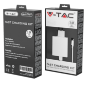 V-TAC Komplet brzosti s putnickim adapterom+Micro USB kabel, bijelo
