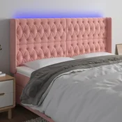 Vidaxl vidaXL Vzglavje postelje z LED svetlobo roza 183x16x118/128 cm žamet